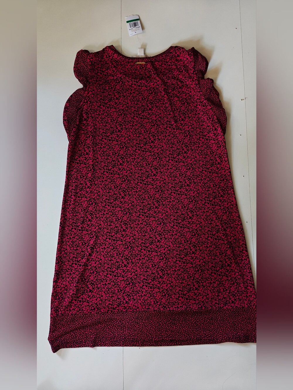 Michael Michael Kors Deep Pink Floral Ruffle Sleeve Shift Dress NWT L